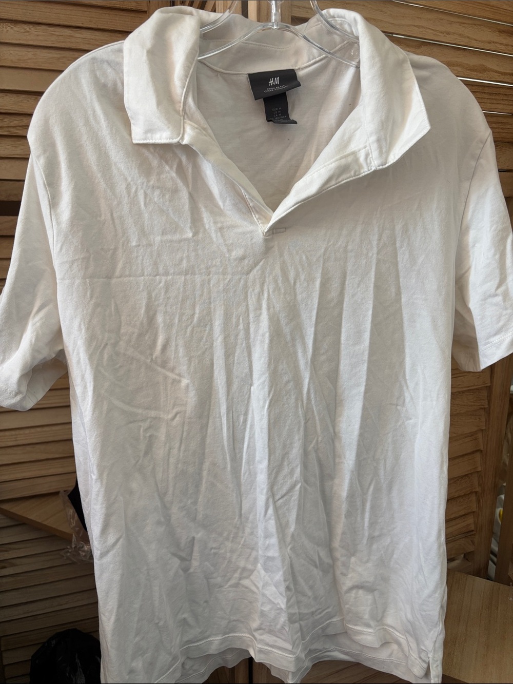H&M Men's White Polo-Style Short Sleeve Shirt Medium